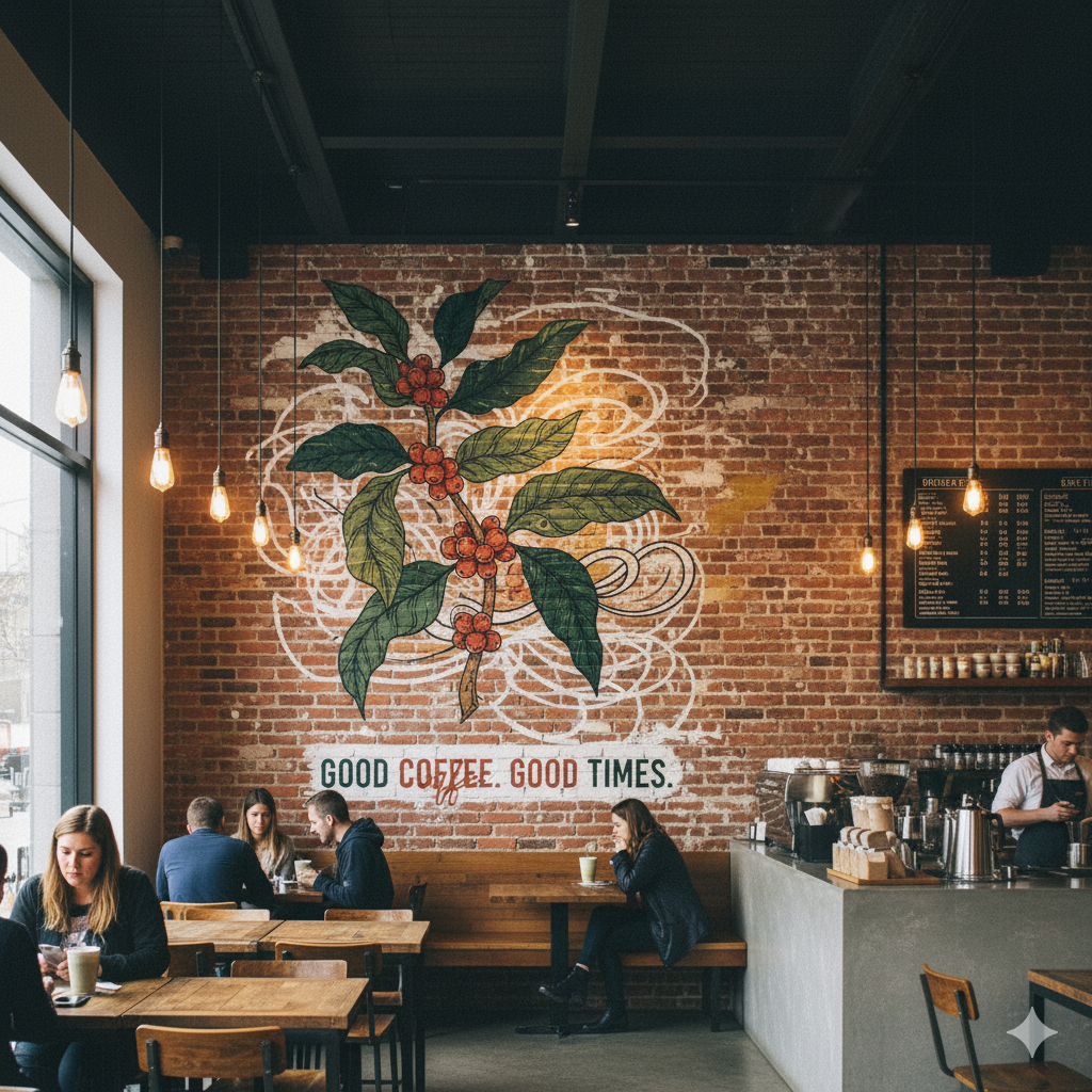 Fototapeta w kawiarni